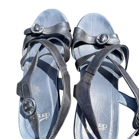 Dansko Julie Strappy Sandals Women's EU 40 9.5 - 10 Black Leather Ankle Strap - Picture 4 of 9